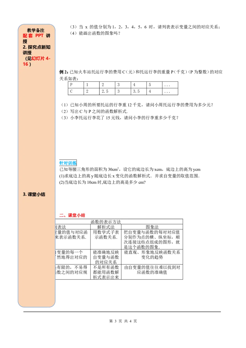 19.1.2第2课时函数的表示法_初中数学_八年级数学下册（人教版）_课件PPT选择3_2.精品导学案