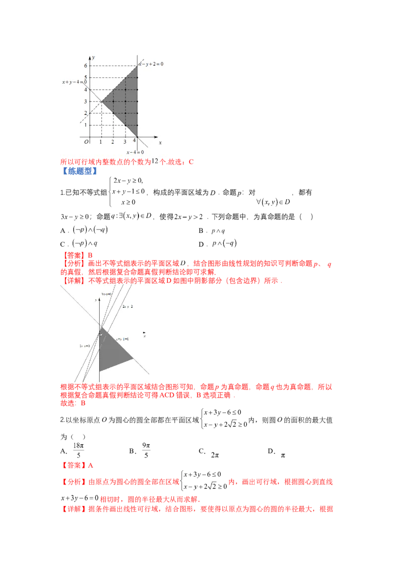 专题5-2线性规划综合应用（讲+练）-2023年高考数学二轮复习讲练测（全国通用）（解析版）_2.2025数学总复习_赠品通用版（老高考）复习资料_二轮复习
