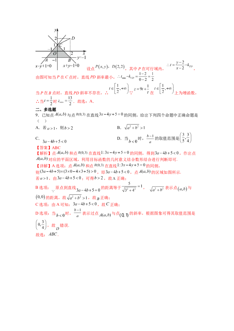 专题5-2线性规划综合应用（讲+练）-2023年高考数学二轮复习讲练测（全国通用）（解析版）_2.2025数学总复习_赠品通用版（老高考）复习资料_二轮复习