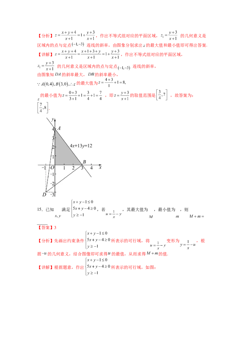 专题5-2线性规划综合应用（讲+练）-2023年高考数学二轮复习讲练测（全国通用）（解析版）_2.2025数学总复习_赠品通用版（老高考）复习资料_二轮复习