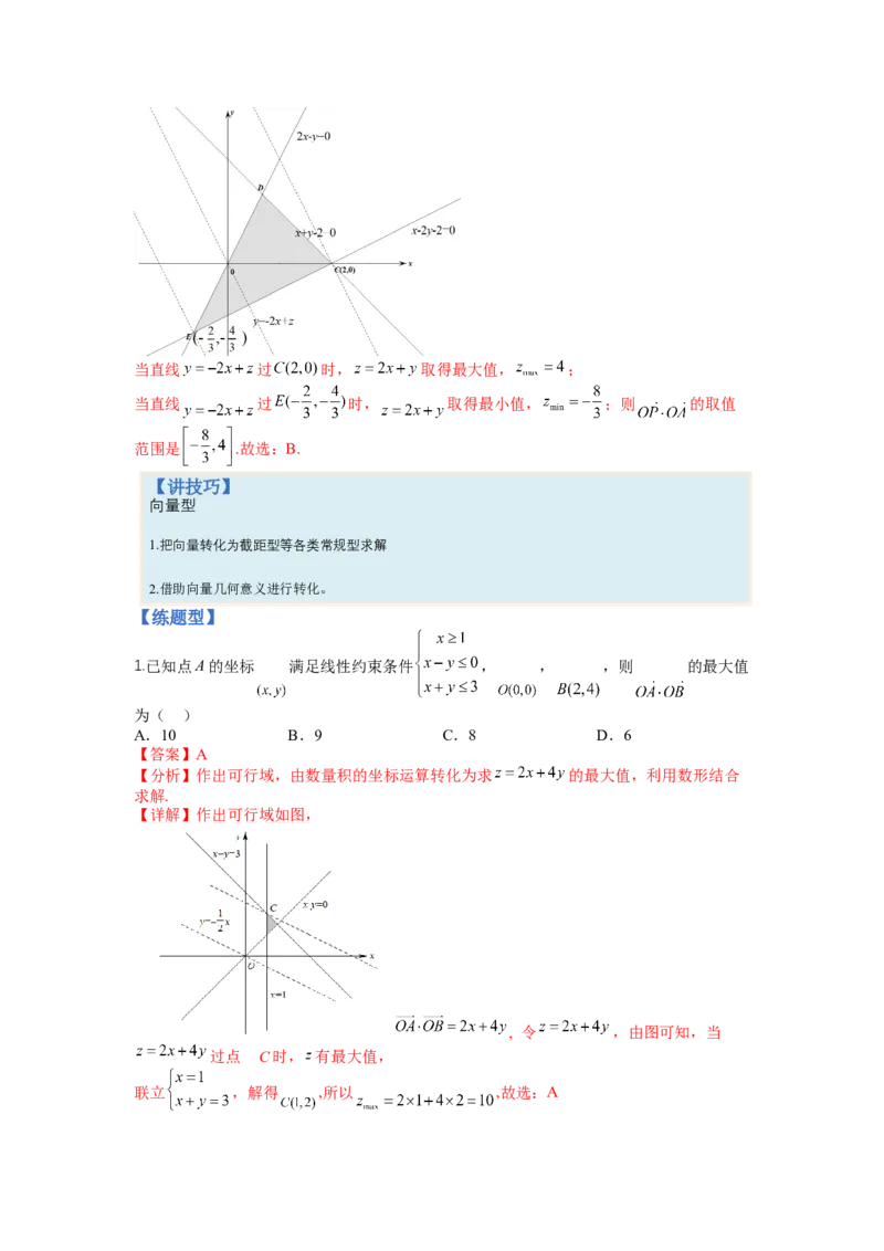 专题5-2线性规划综合应用（讲+练）-2023年高考数学二轮复习讲练测（全国通用）（解析版）_2.2025数学总复习_赠品通用版（老高考）复习资料_二轮复习