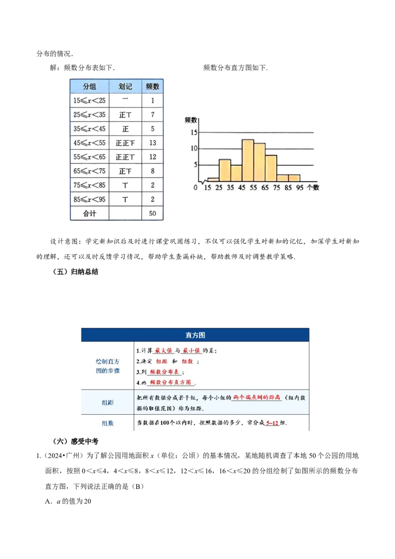 12.2.2直方图（教学设计）-（人教版2024）_初中数学_七年级数学下册（人教版）_教学设计