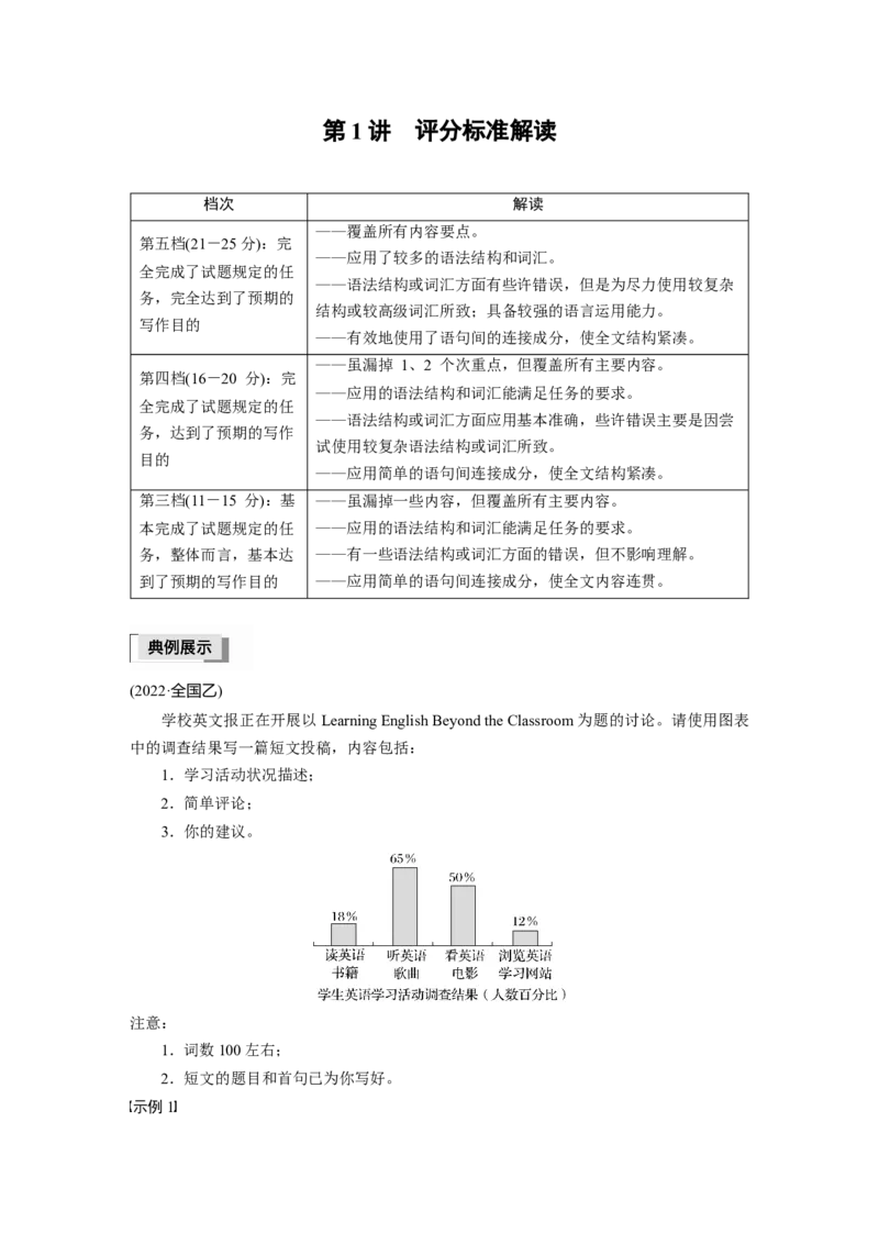 第3部分　专题6　第1讲　评分标准解读_3.2025英语总复习_赠品通用版（老高考）复习资料_二轮复习_2023年高考英语二轮复习讲义+课件（全国版）_2023年高考英语二轮复习讲义（全国版）