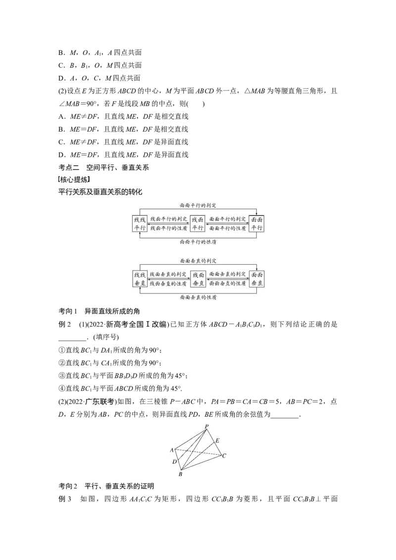 专题4第2讲　空间点、直线、平面之间的位置关系_2.2025数学总复习_赠品通用版（老高考）复习资料_二轮复习_2023年高考数学二轮复习讲义+课件（全国版理科）_学生版