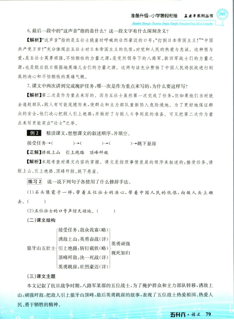 孟建平暑假衔接五升六语文_小学资料合集_2025版小学《孟建平暑假衔接》数学+语文_孟建平暑假语文衔接