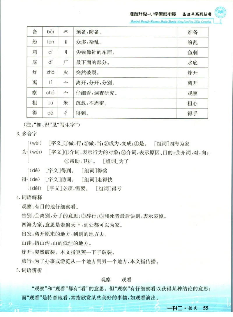 孟建平暑假衔接一升二语文_小学资料合集_2025版小学《孟建平暑假衔接》数学+语文_孟建平暑假语文衔接
