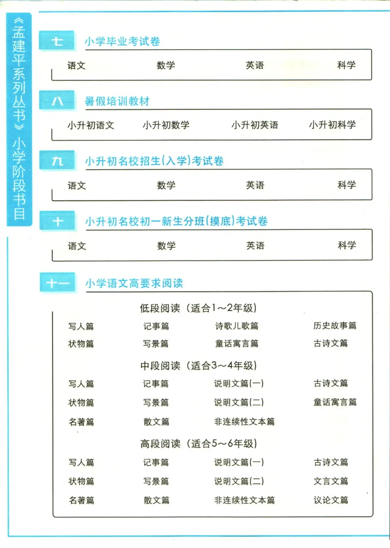 孟建平暑假衔接三升四语文_小学资料合集_2025版小学《孟建平暑假衔接》数学+语文_孟建平暑假语文衔接