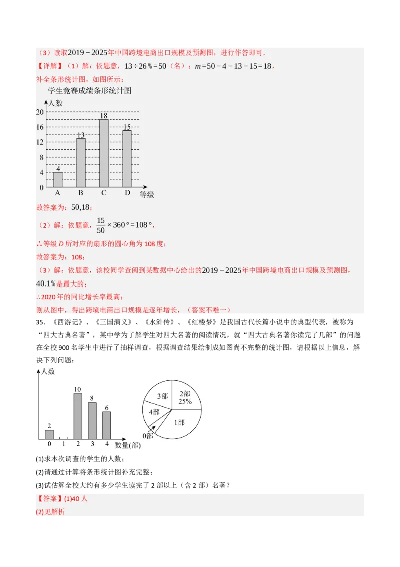 12.2.1扇形图、条形图、直方图（分层培优40题）（教师版）_初中数学_七年级数学下册（人教版）_大单元教学课件+教学设计-U42