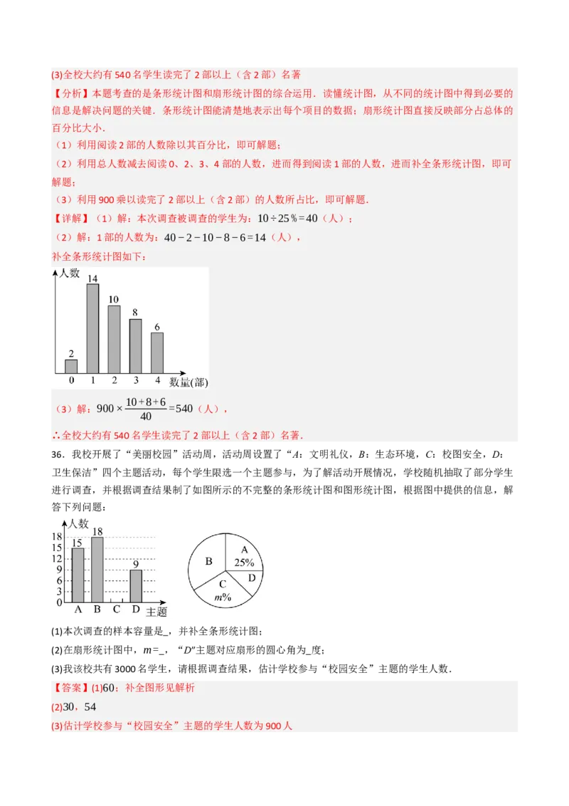 12.2.1扇形图、条形图、直方图（分层培优40题）（教师版）_初中数学_七年级数学下册（人教版）_大单元教学课件+教学设计-U42