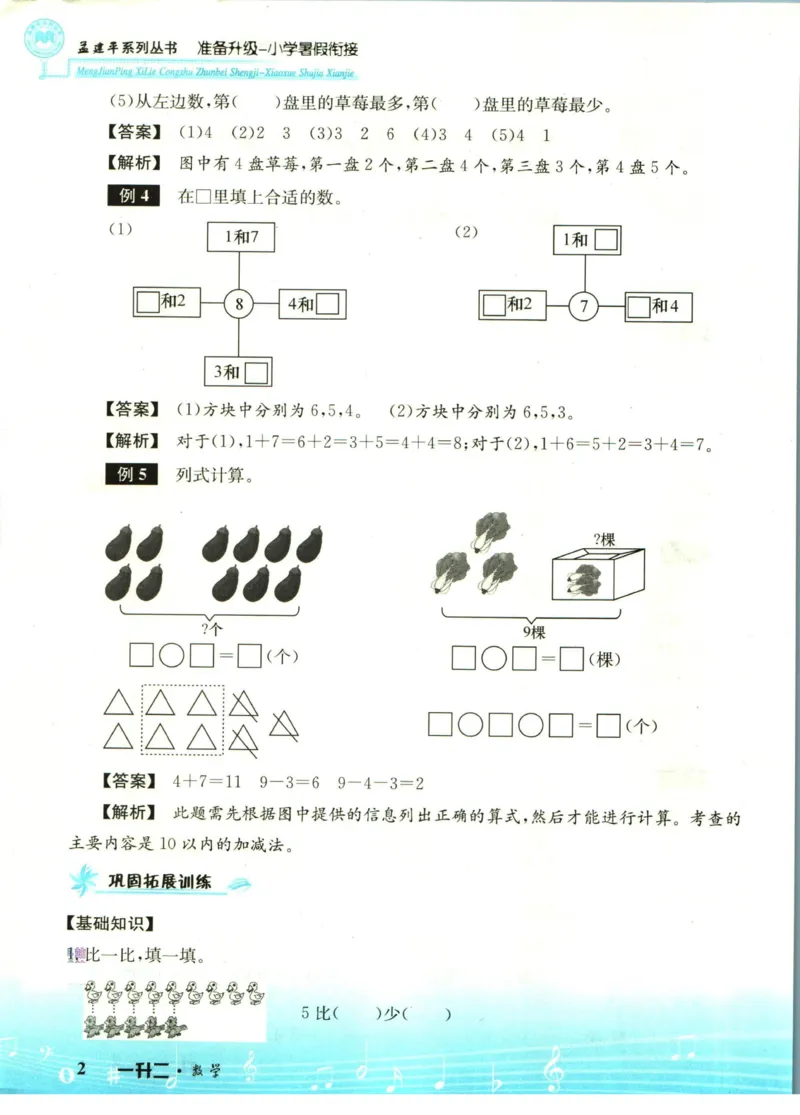 孟建平暑假衔接一升二数学_小学资料合集_2025版小学《孟建平暑假衔接》数学+语文_孟建平暑假衔接数学