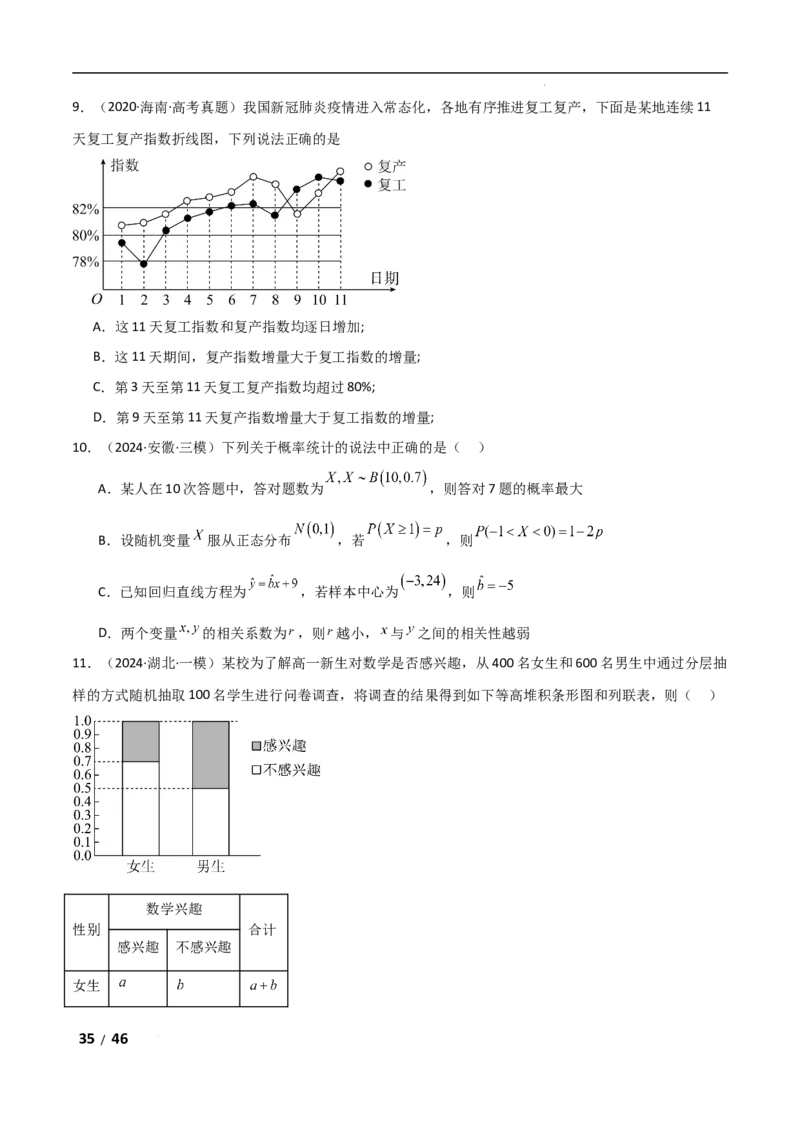 专题五概率与统计第3讲　统计与成对数据的分析解析版_2.2025数学总复习_2025年新高考资料_二轮复习_2025高考数学二轮复习专项突破练习_专题五概率与统计