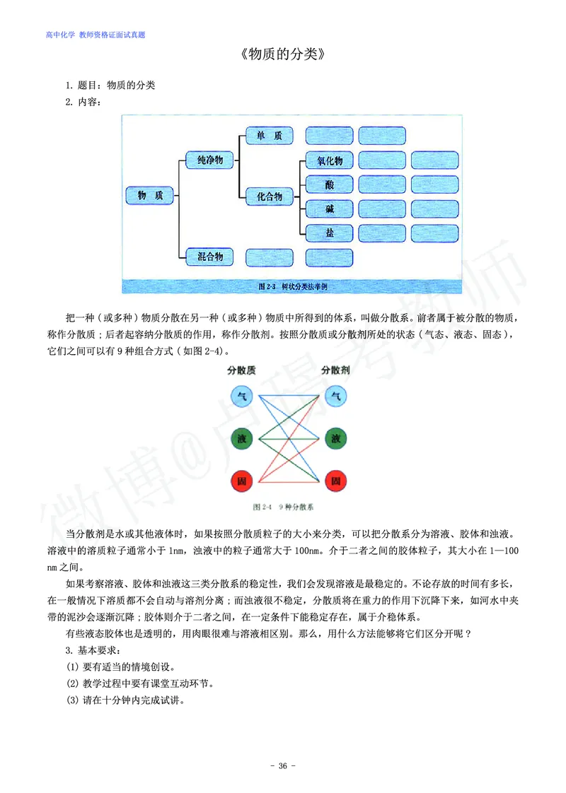 高中化学教师资格证面试练习题_教资初高中_教资面试2025教资面试备考资料合集_教资面试资料合集_4、教资面试真题汇总_学科面试真题及答案_卢姨汇总版
