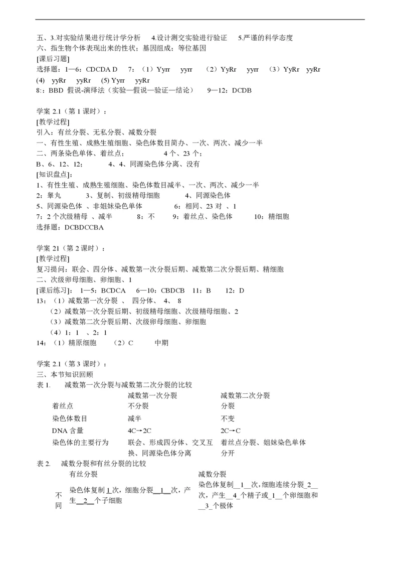 高中生物必修2全套精品学案-教案(1)_教资初高中_教资面试2025教资面试备考资料合集_教资面试资料合集_2025教资面试资料_25上教资面试-小学资料包_19教案：合集_高中学科全册教案