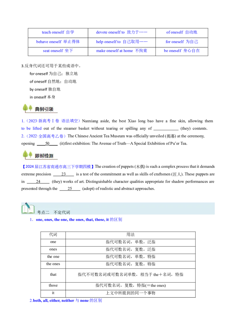 考点03代词（核心考点精讲精练）-备战2025年高考英语一轮复习考点帮（新高考通用）（原卷版）_3.2025英语总复习_2025年新高考资料_一轮复习_备战2025年高考英语一轮复习考点帮