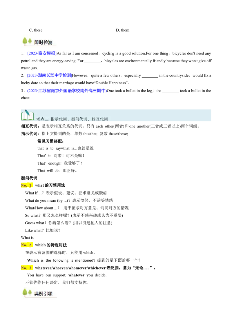 考点03代词（核心考点精讲精练）-备战2025年高考英语一轮复习考点帮（新高考通用）（原卷版）_3.2025英语总复习_2025年新高考资料_一轮复习_备战2025年高考英语一轮复习考点帮