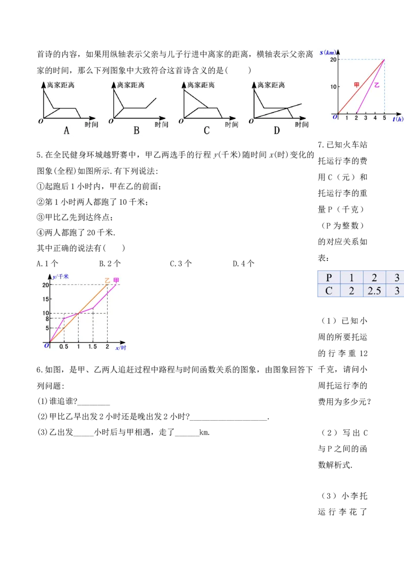 19.1.4函数的表示法（第二课时）（导学案）-（人教版）_初中数学_八年级数学下册（人教版）_导学案
