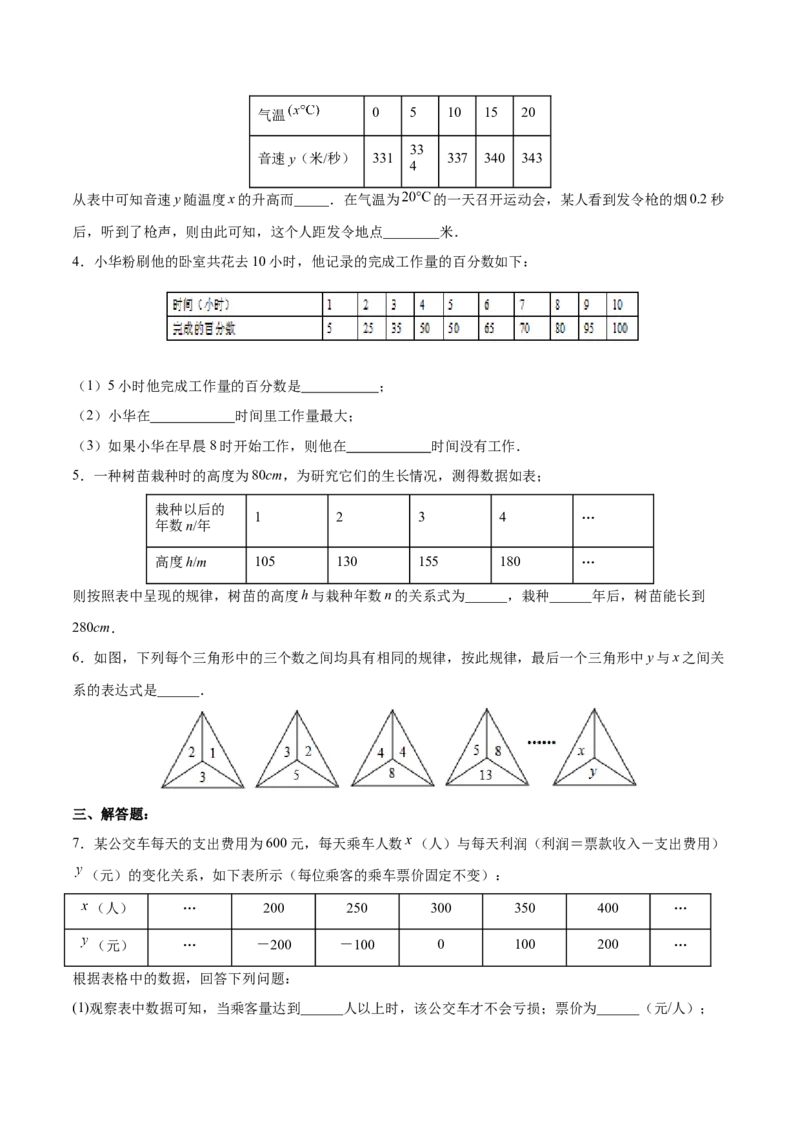 19.1.4函数的表示法（分层作业）-（人教版）（原卷版）_初中数学_八年级数学下册（人教版）_分层作业