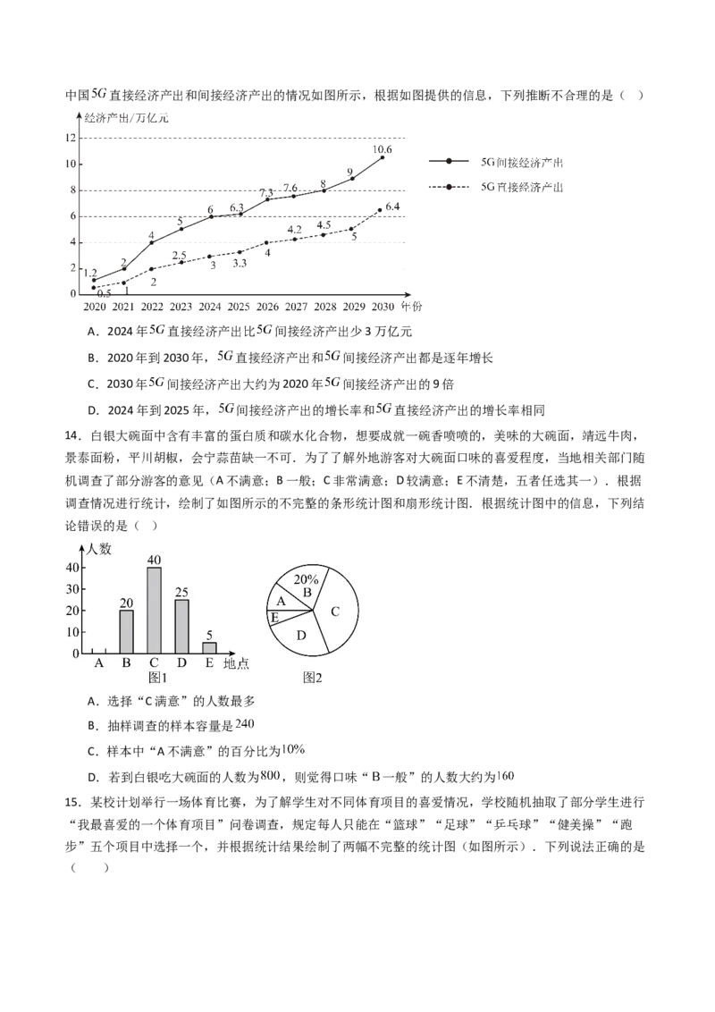 12.2.1扇形图、条形图、直方图（分层培优40题）（学生版）_初中数学_七年级数学下册（人教版）_大单元教学课件+教学设计-U42