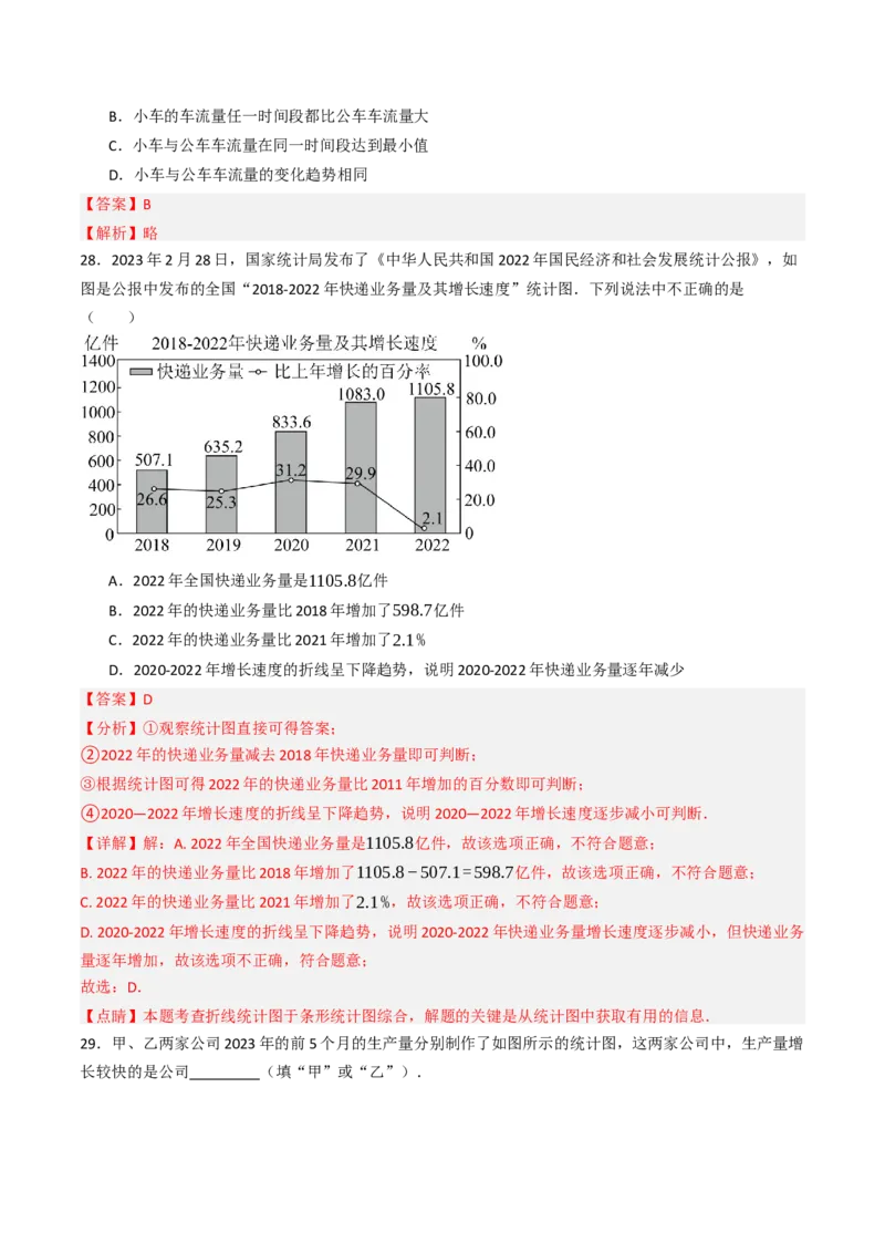 12.2.3趋势图（分层培优40题）（教师版）_初中数学_七年级数学下册（人教版）_大单元教学课件+教学设计-U42