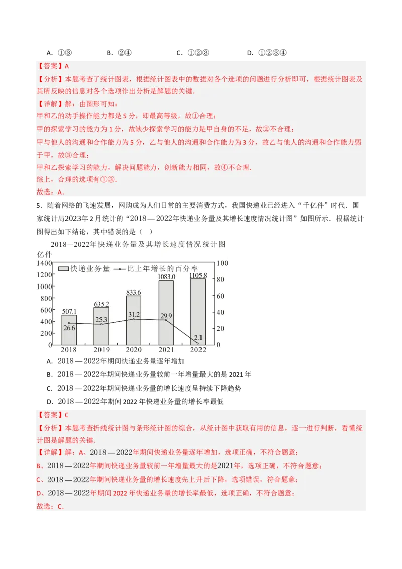 12.2.3趋势图（分层培优40题）（教师版）_初中数学_七年级数学下册（人教版）_大单元教学课件+教学设计-U42