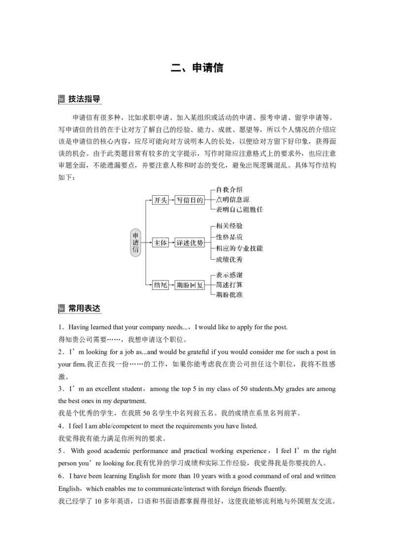 第一章　二、申请信_3.2025英语总复习_2024年新高考资料_1.2024一轮复习_2024年高考英语一轮复习讲义（新人教版）_学生版在此文件夹（讲义、练习等的学生版均在此文件夹）_写作速成手册