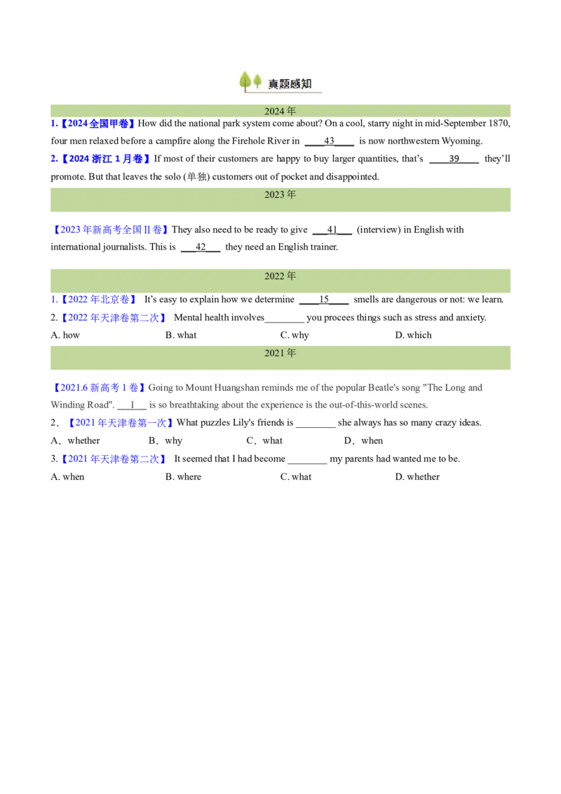 考点18名词性从句（核心考点精讲精练）-备战2025年高考英语一轮复习考点帮（新高考通用）（原卷版）_3.2025英语总复习_2025年新高考资料_一轮复习_备战2025年高考英语一轮复习考点帮