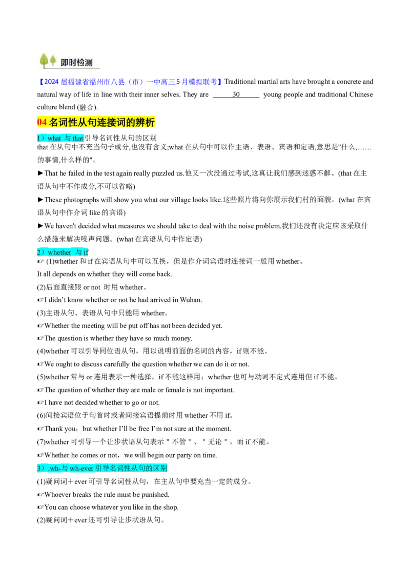 考点18名词性从句（核心考点精讲精练）-备战2025年高考英语一轮复习考点帮（新高考通用）（原卷版）_3.2025英语总复习_2025年新高考资料_一轮复习_备战2025年高考英语一轮复习考点帮