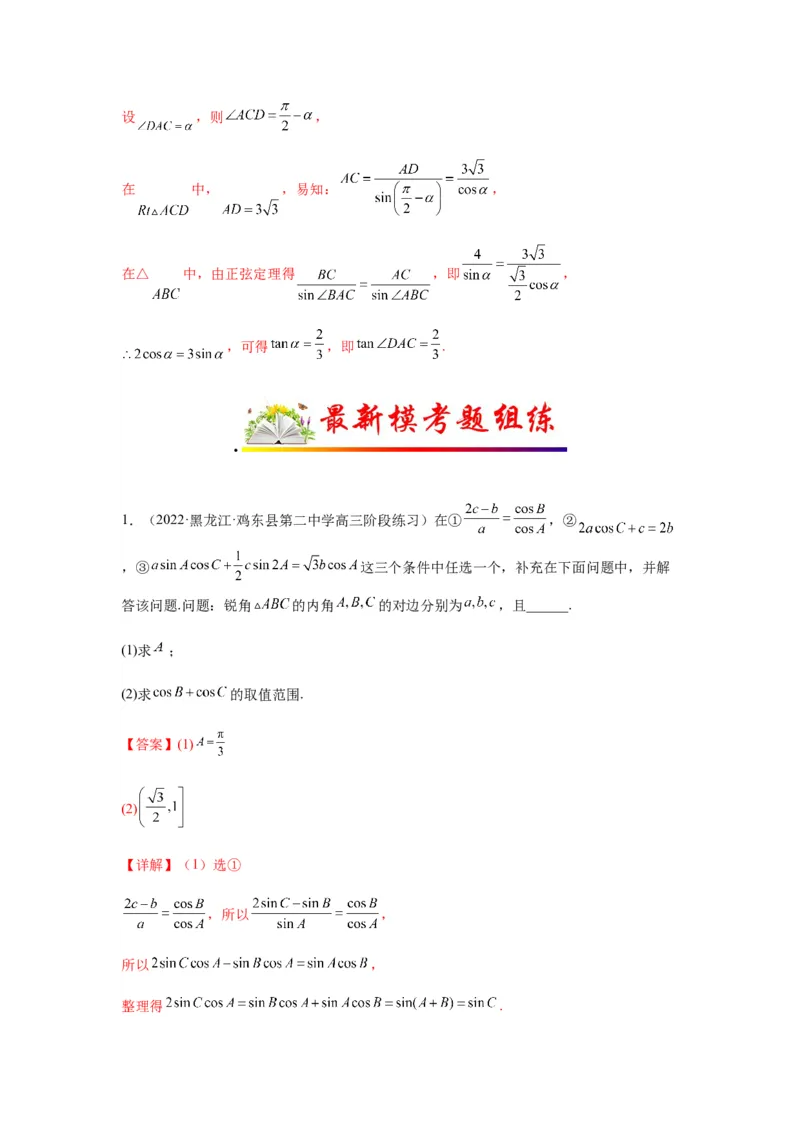 专题4-3三角函数与解三角形典型大题归类(解析版）_2.2025数学总复习_2023年新高考资料_二轮复习_2023年高考数学二轮热点题型归纳演练（新高考专用）