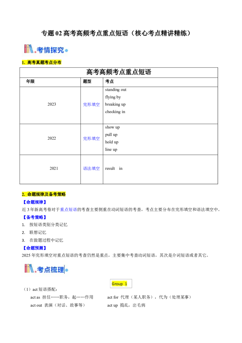 考点02高考高频考点重点短语（北京专用）（原卷版）_3.2025英语总复习_2025年新高考资料_一轮复习_备战2025年高考英语一轮复习考点帮_备战2025年高考英语一轮复习考点帮（北京专用）