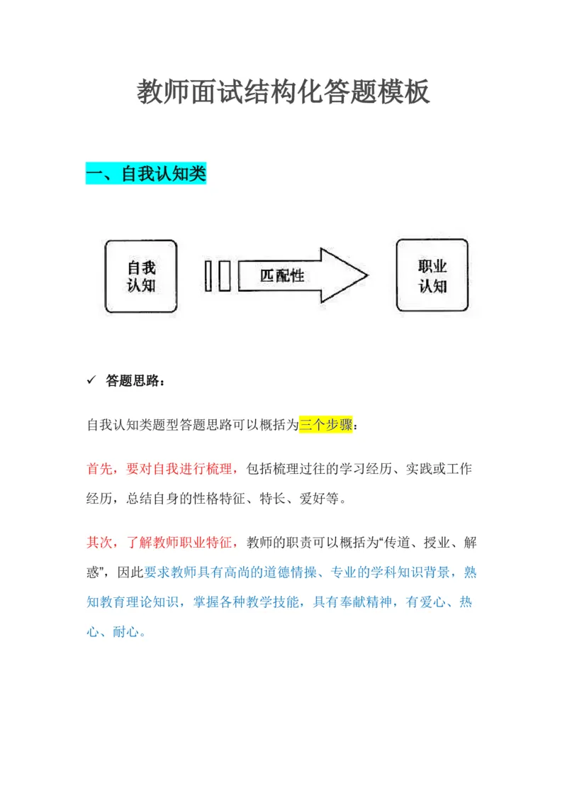 面试结构化答题模板_教资初高中_教资面试2025教资面试备考资料合集_教资面试资料合集_2、模版&万能语_01结构化：万能模板(含8页纸)
