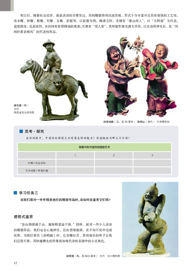 高中必修三《人美版高中选择性必修3雕塑美术》_教资初高中_教资面试2025教资面试备考资料合集_教资面试资料合集_3、教资面试资料包大全_45大圣中小幼面试资料包_高中_美术