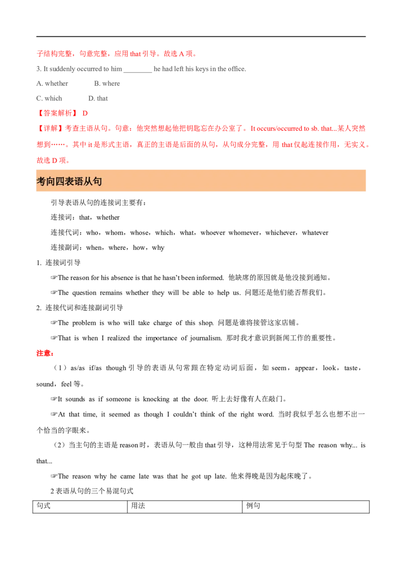 考点20主语从句&表语从句&同位语从句（重难考点精讲练）(解析版)-备战2023年高考英语一轮复习考点帮（全国通用）_3.2025英语总复习_赠品通用版（老高考）复习资料_一轮复习