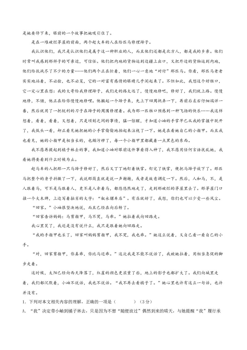 专题突破卷文学类文本阅读（解析版）_1.2025语文总复习_2025年新高考资料_一轮复习_2025年高考语文一轮复习考点通关卷（新高考通用）