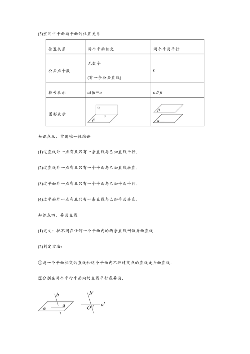 专题7.2空间点、直线、平面之间的位置关系（原卷版）_2.2025数学总复习_2024年新高考资料_3.2024专项复习_第七章空间向量与立体几何
