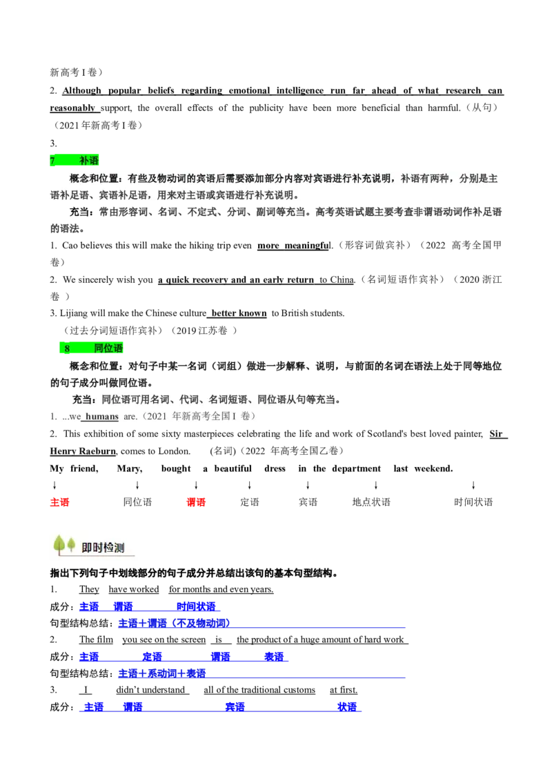 考点15基本句型和句子成分（核心考点精讲精练）-备战2025年高考英语一轮复习考点帮（新高考通用）（解析版)_3.2025英语总复习_2025年新高考资料_一轮复习