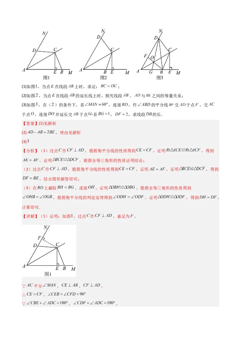 14.3角的平分线（题型专练）（解析版）_初中数学_八年级数学上册（人教版）_分层作业