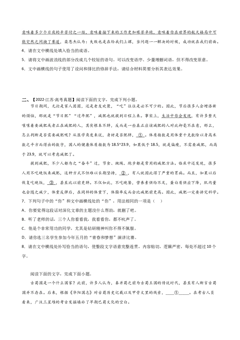 专题提升卷语言文字运用-2024年高考语文一轮复习考点通关卷（新高考通用）（考试版）A4_1.2025语文总复习_2024年新高考资料_1.2024一轮复习