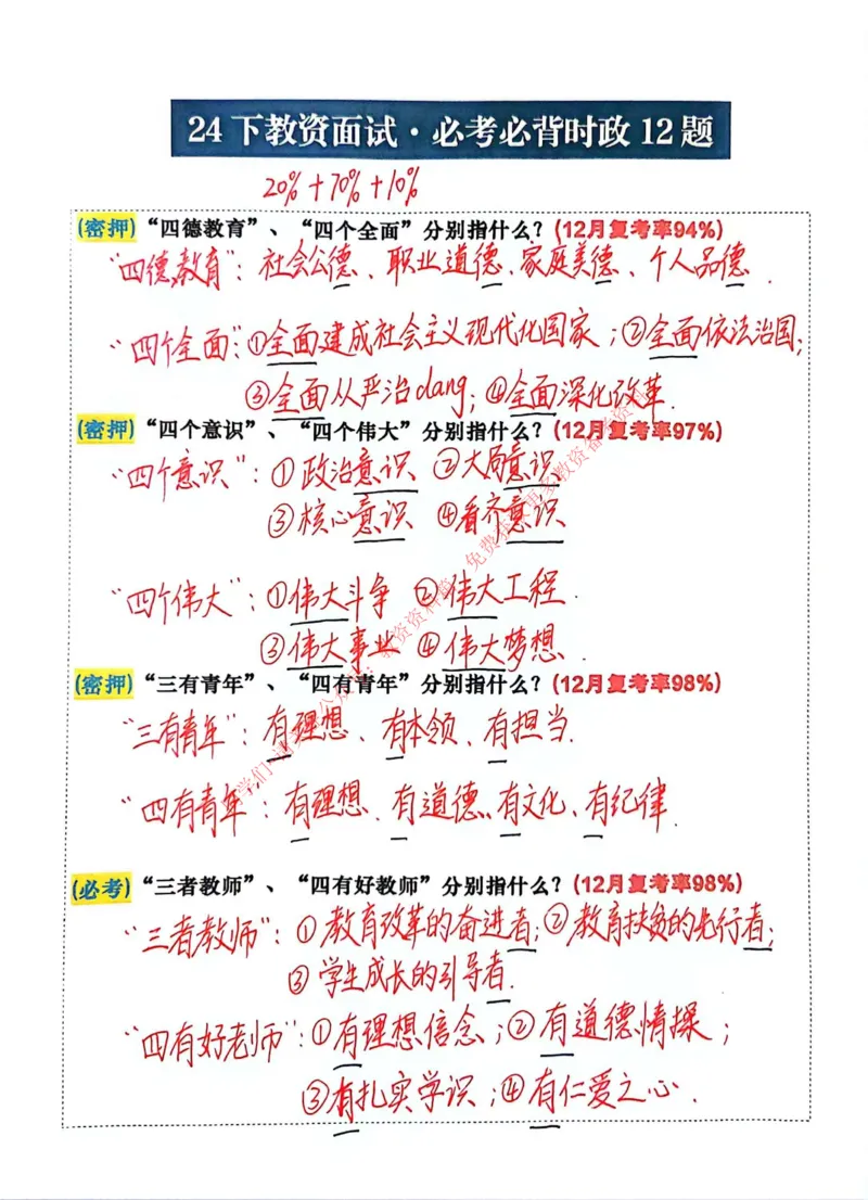 时政精简手写稿_教资初高中_教资面试2025教资面试备考资料合集_教资面试资料合集_4、教资面试真题汇总_2024下半年教资面试真题_归档（可以不用看）_教资面试资料包