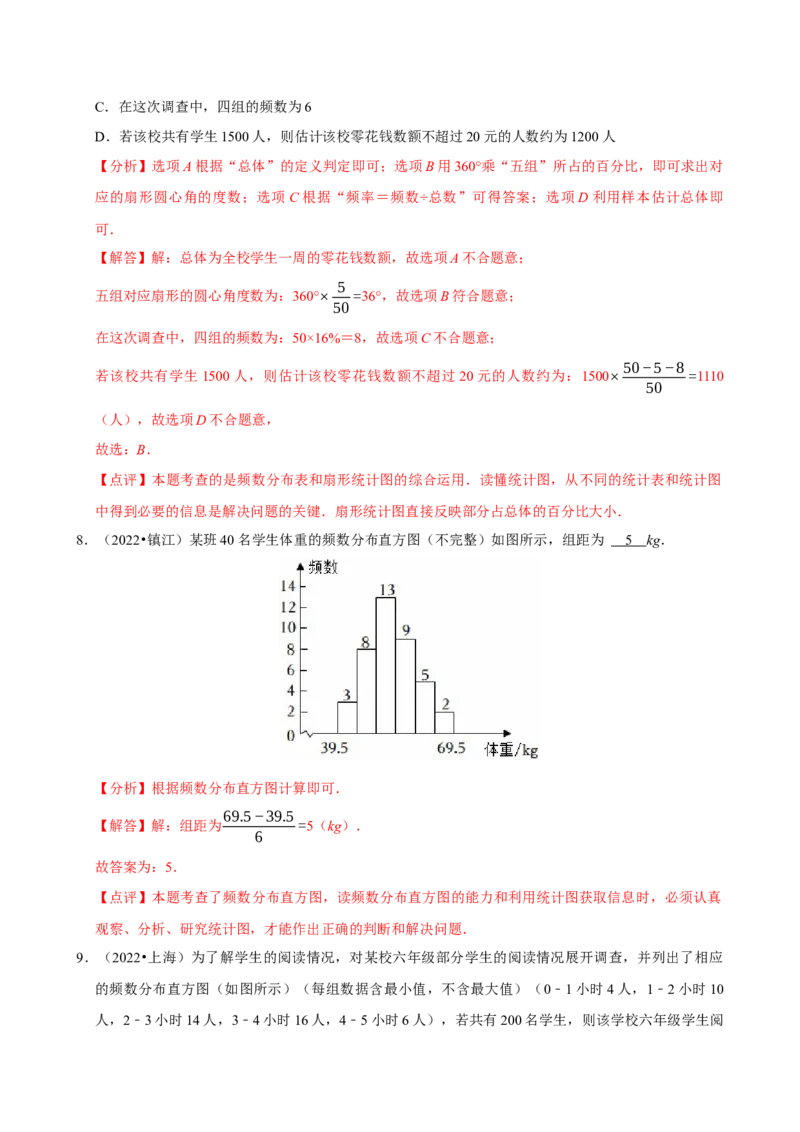 12.2.2直方图（分层作业）解析版_初中数学_七年级数学下册（人教版）_分层作业