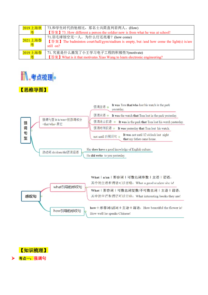 考点10强调句、感叹句及其它（核心考点精讲精练）（解析版）_3.2025英语总复习_2025年新高考资料_一轮复习_备战2025年高考英语一轮复习考点帮_重点语法分解