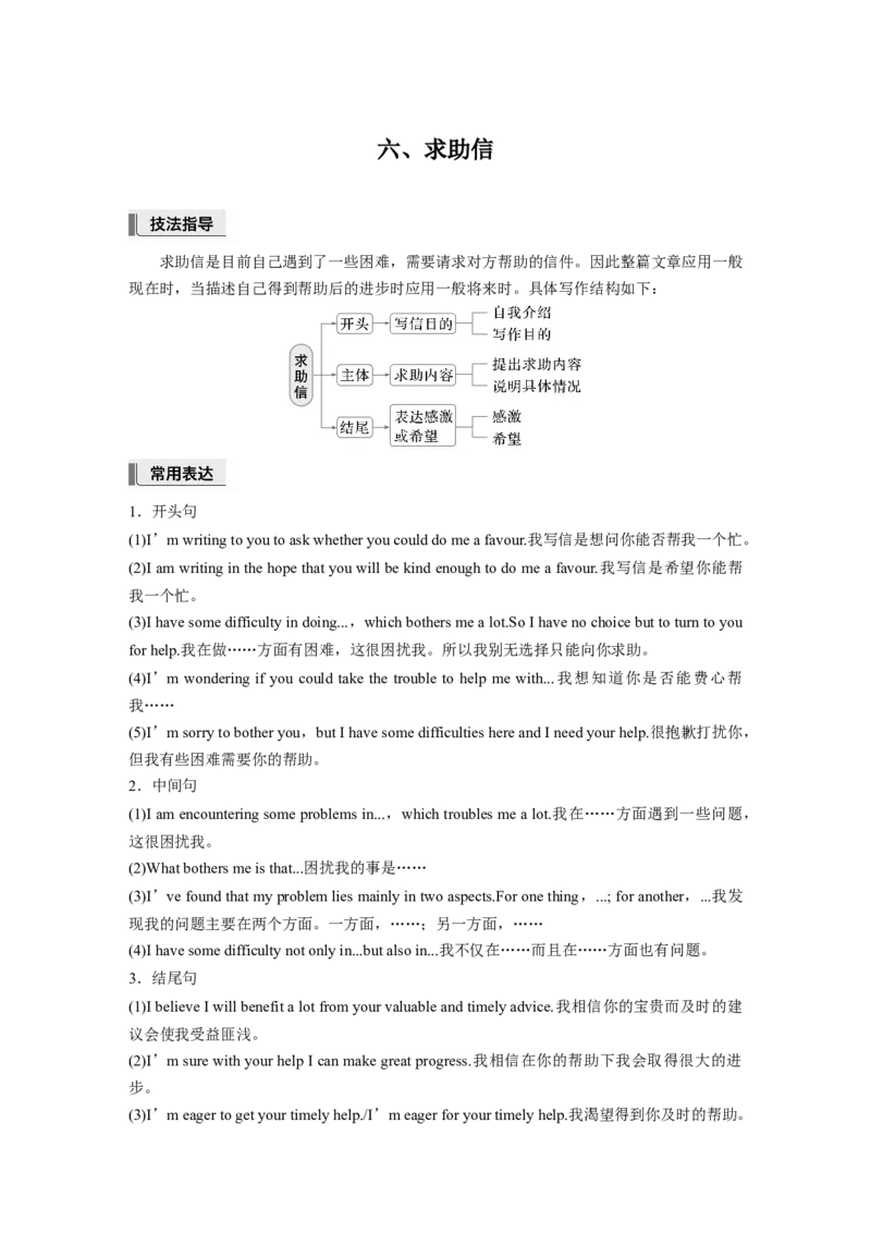 第一章　六、求助信_3.2025英语总复习_2025年新高考资料_一轮复习_2025高考大一轮复习讲义+课件（完结）_2025高考大一轮复习英语（人教版）_进阶写作_第一章　应用文写作