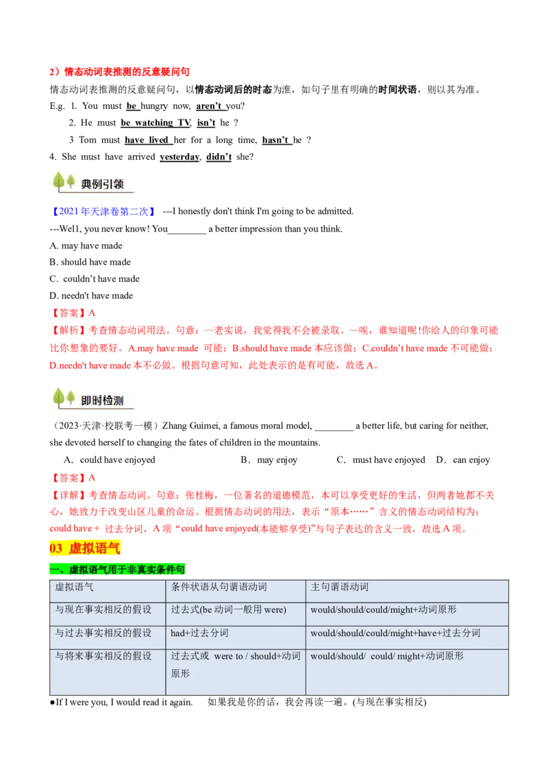 考点14情态动词和虚拟语气（核心考点精讲精练）-备战2025年高考英语一轮复习考点帮（新高考通用）（解析版）_3.2025英语总复习_2025年新高考资料_一轮复习