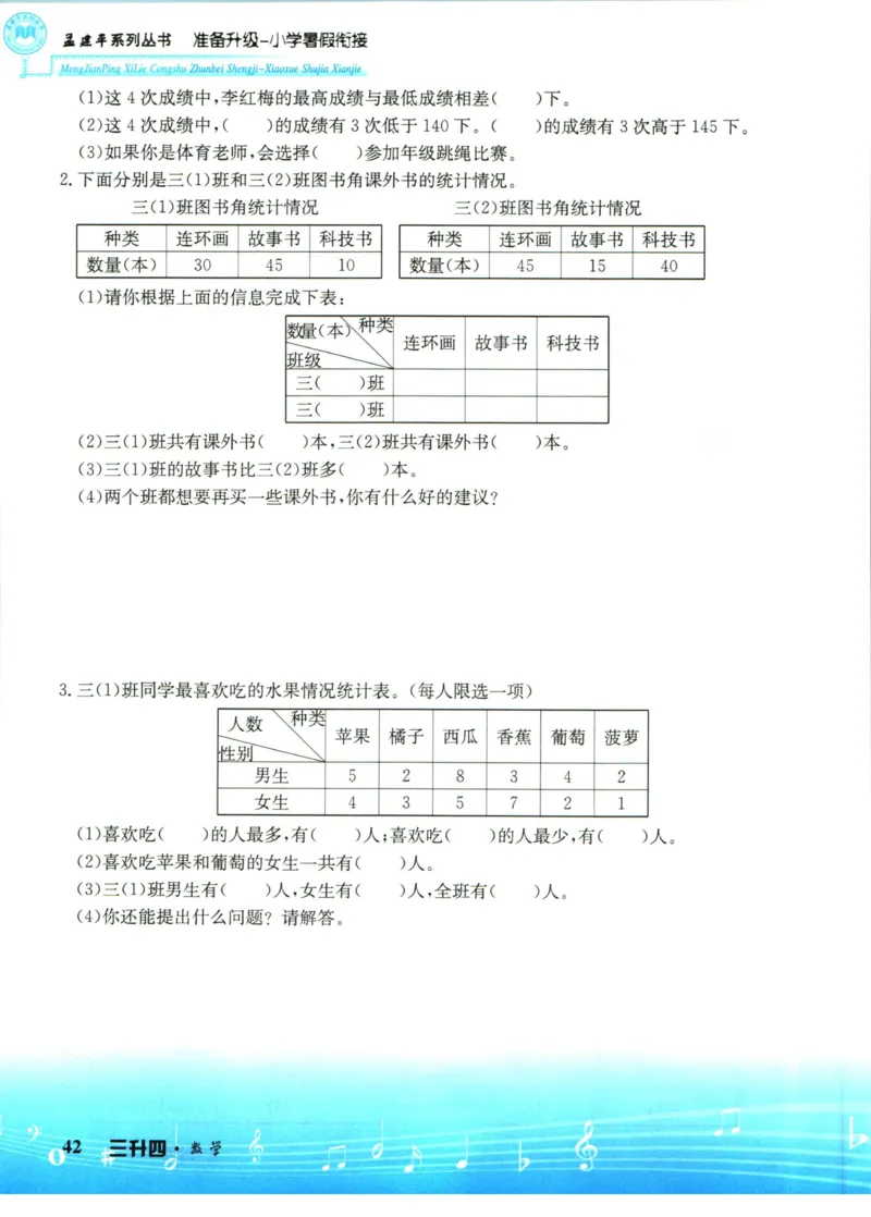 孟建平暑假衔接三升四数学_小学资料合集_2025版小学《孟建平暑假衔接》数学+语文_孟建平暑假衔接数学