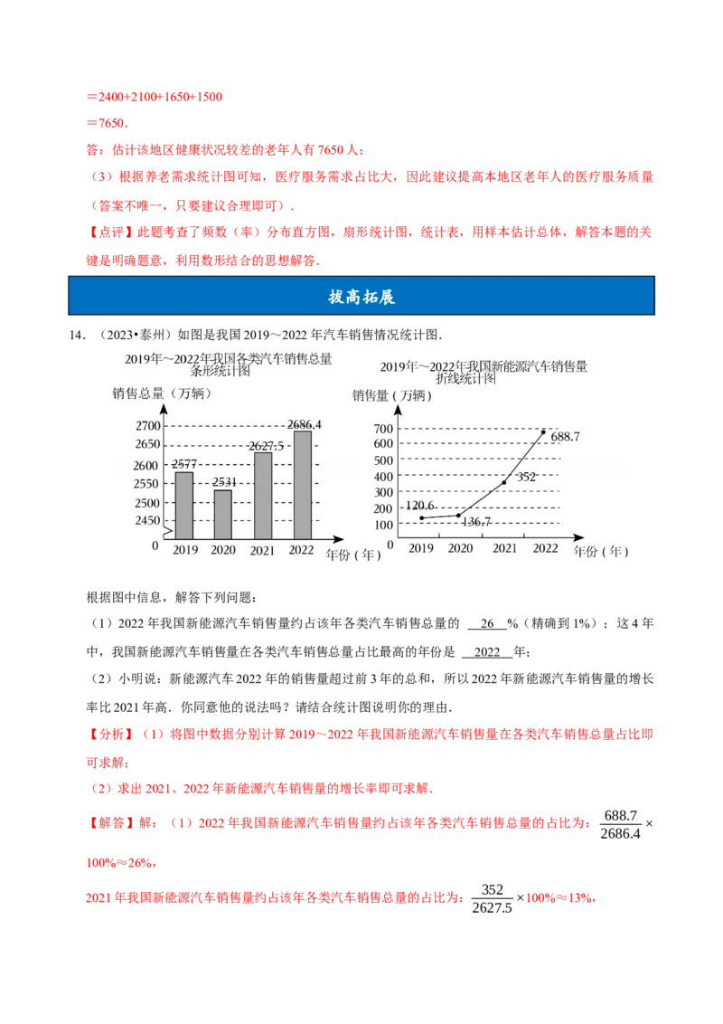 12.2.1扇形图、条形图和折线图（分层作业）解析版_初中数学_七年级数学下册（人教版）_分层作业