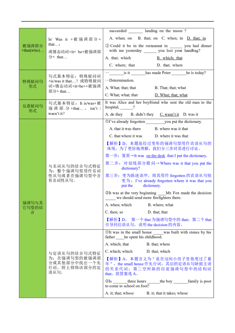 考点24倒装句和强调句-特殊句型（重难考点精讲练）（解析版）-备战2023年高考英语一轮复习考点帮（全国通用）_3.2025英语总复习_赠品通用版（老高考）复习资料_一轮复习
