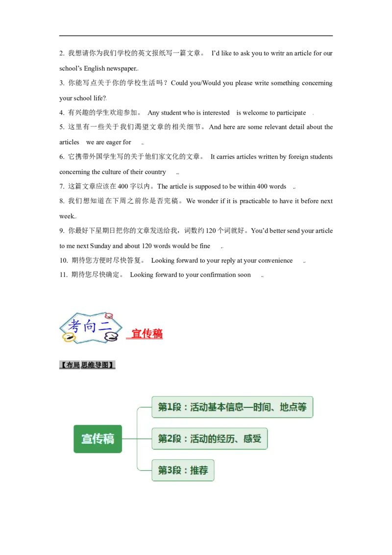 考点26非应用文写作：投稿、宣传稿(原卷版)_3.2025英语总复习_2023年新高考资料_一轮复习_备战2023年高考英语一轮复习考点帮（新高考专用）
