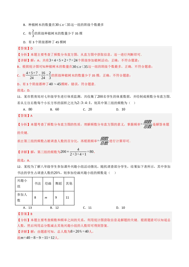 12.2.2直方图（分层培优40题）（教师版）_初中数学_七年级数学下册（人教版）_大单元教学课件+教学设计-U42