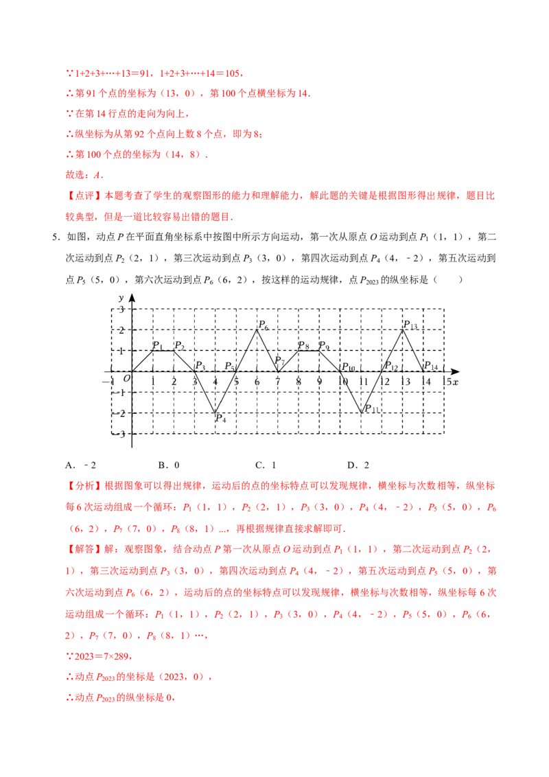 专项训练3平面直角坐标系中的规律问题（教师版）_初中数学_七年级数学下册（人教版）_分层作业