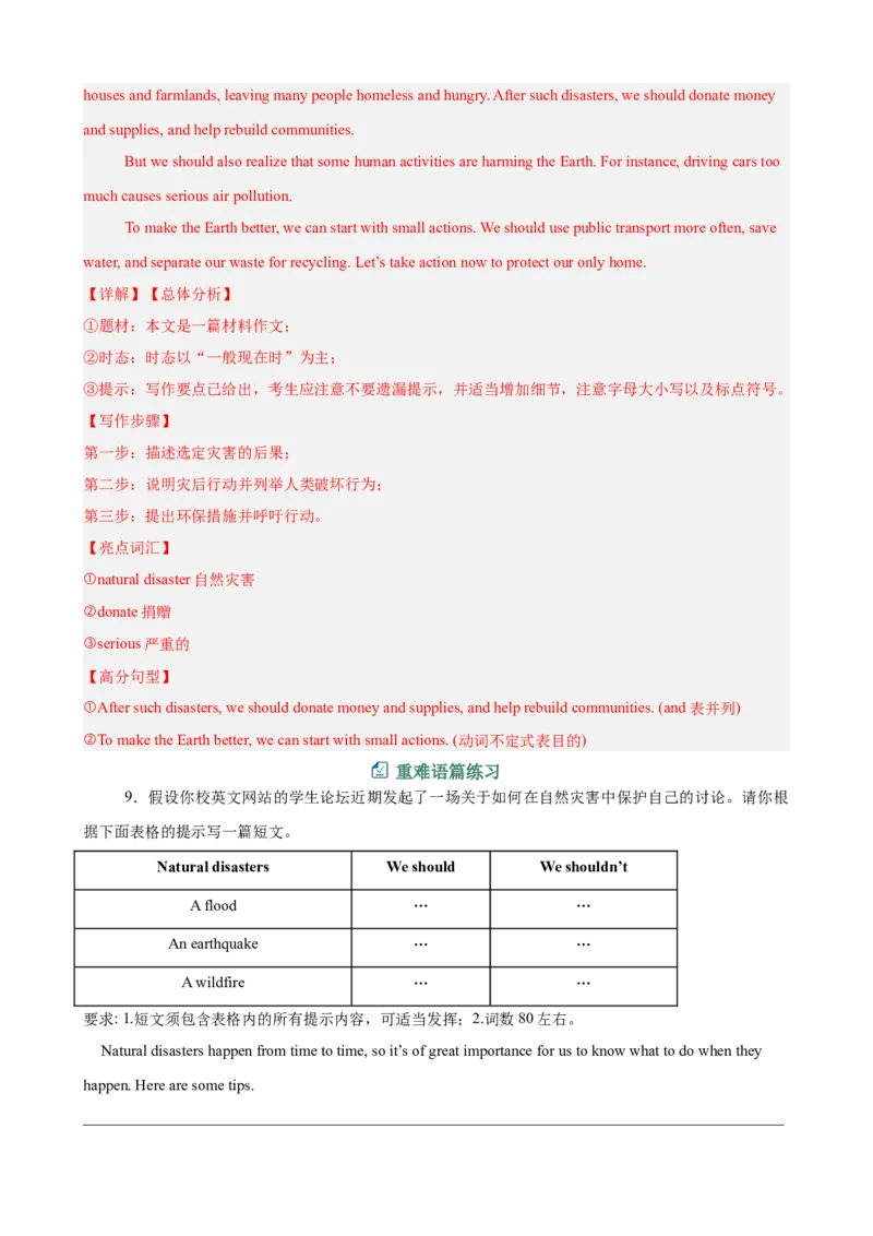 Unit5Nature&rsquo;sTemper书面表达10篇（单元话题：自然灾害）（解析版）_新人教八下资料包_00、更新资料3月16日_单元重难点易错题精练-U216_2026版