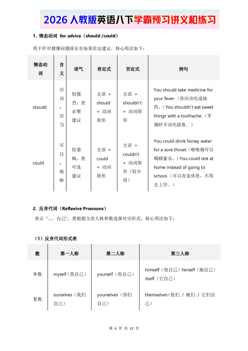 2026人教英语八下讲义和练习Unit2_新人教八下资料包_16讲义与同步练习带答案（全）